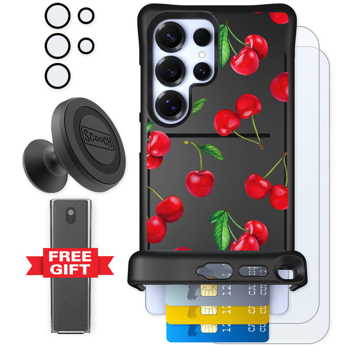 Scooch Wingmate Very Cherry for Galaxy S25 Ultra — Defender Bundle