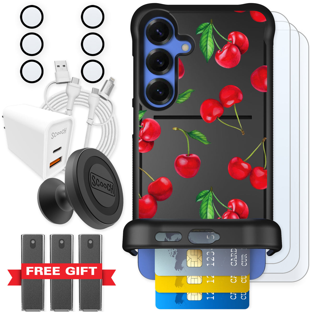 Scooch Wingmate Very Cherry for Galaxy S25+ — Ultimate Bundle