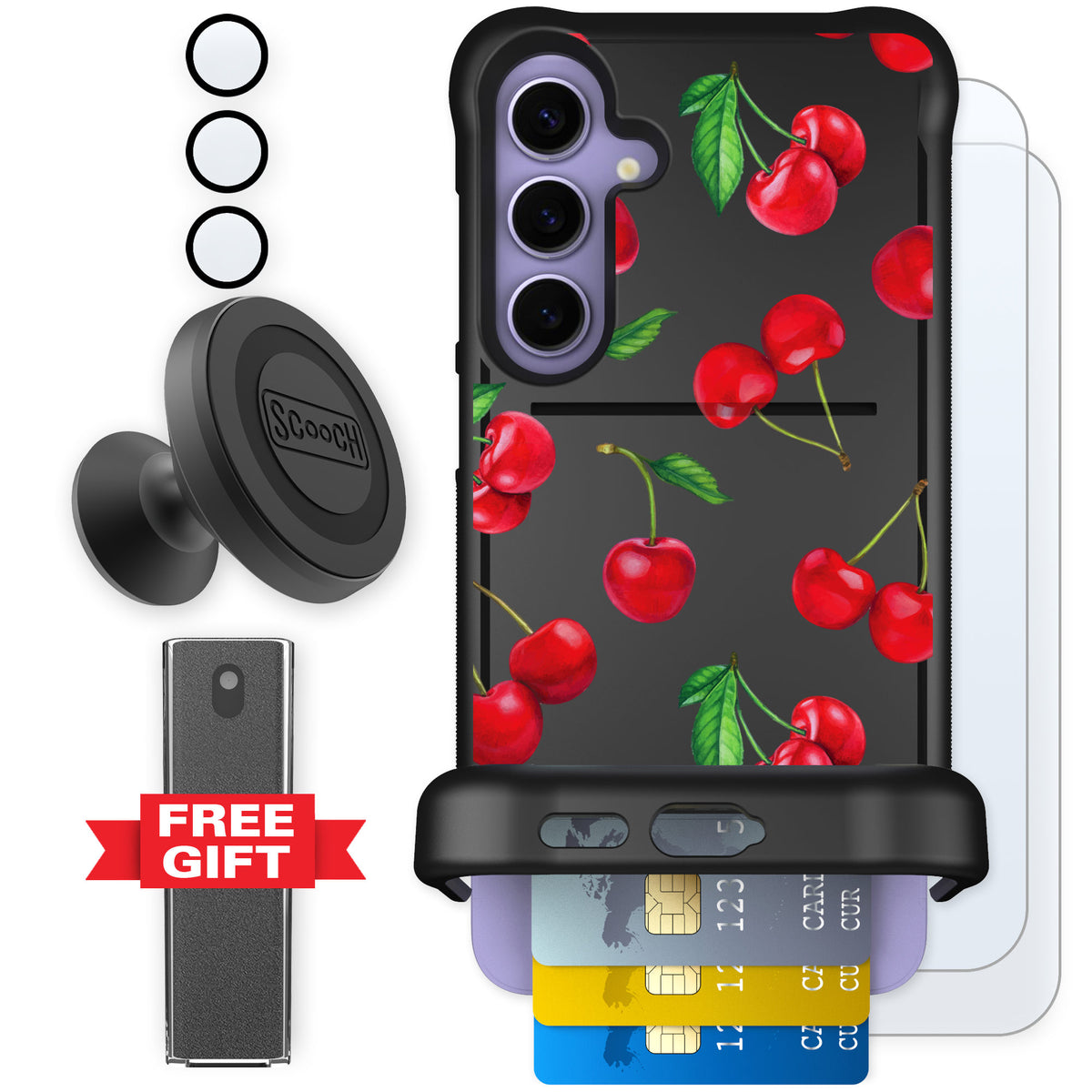 Scooch Wingmate Very Cherry for Galaxy S24+ — Defender Bundle