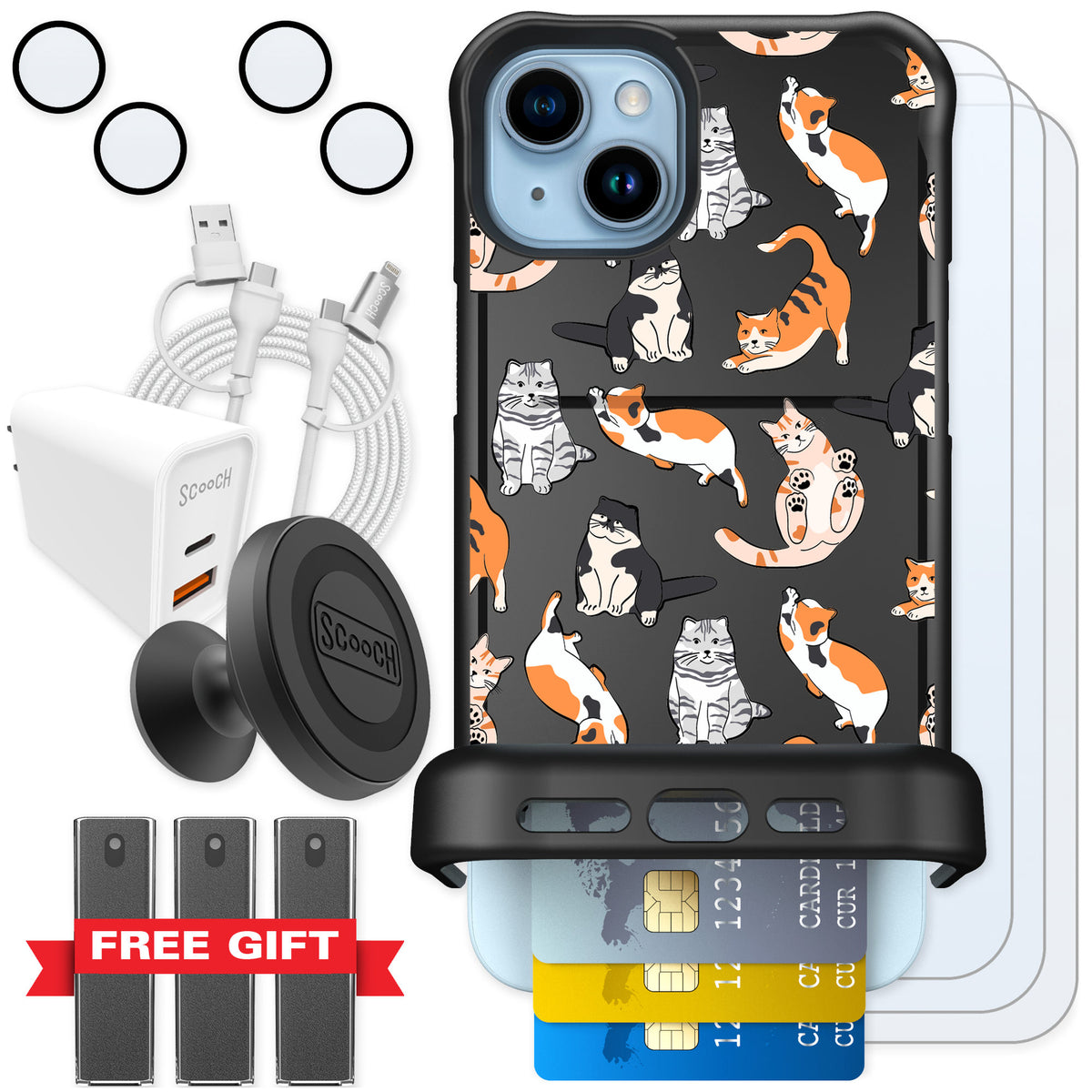 Scooch Wingmate Kitty Crew for iPhone 14 Plus — Ultimate Bundle