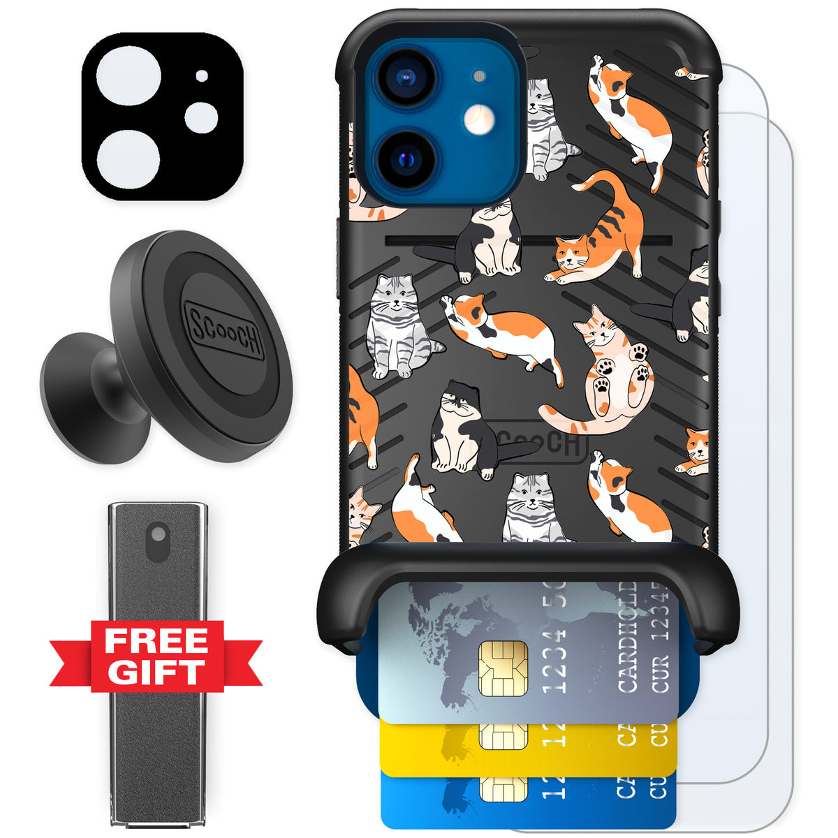 Scooch Wingmate Kitty Crew for iPhone 12 mini — Defender Bundle