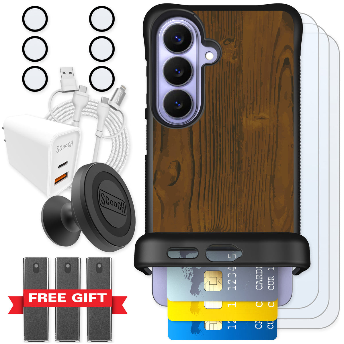 Scooch Wingmate Wood Grain for Galaxy S26 — Ultimate Bundle