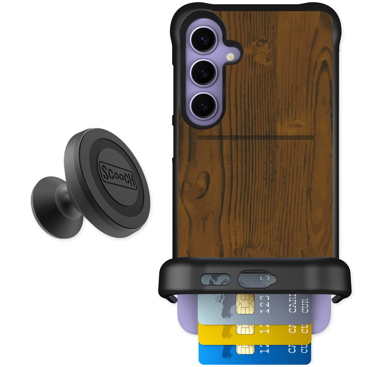 Scooch Wingmate Wood Grain for Galaxy S24+ — Starter Bundle