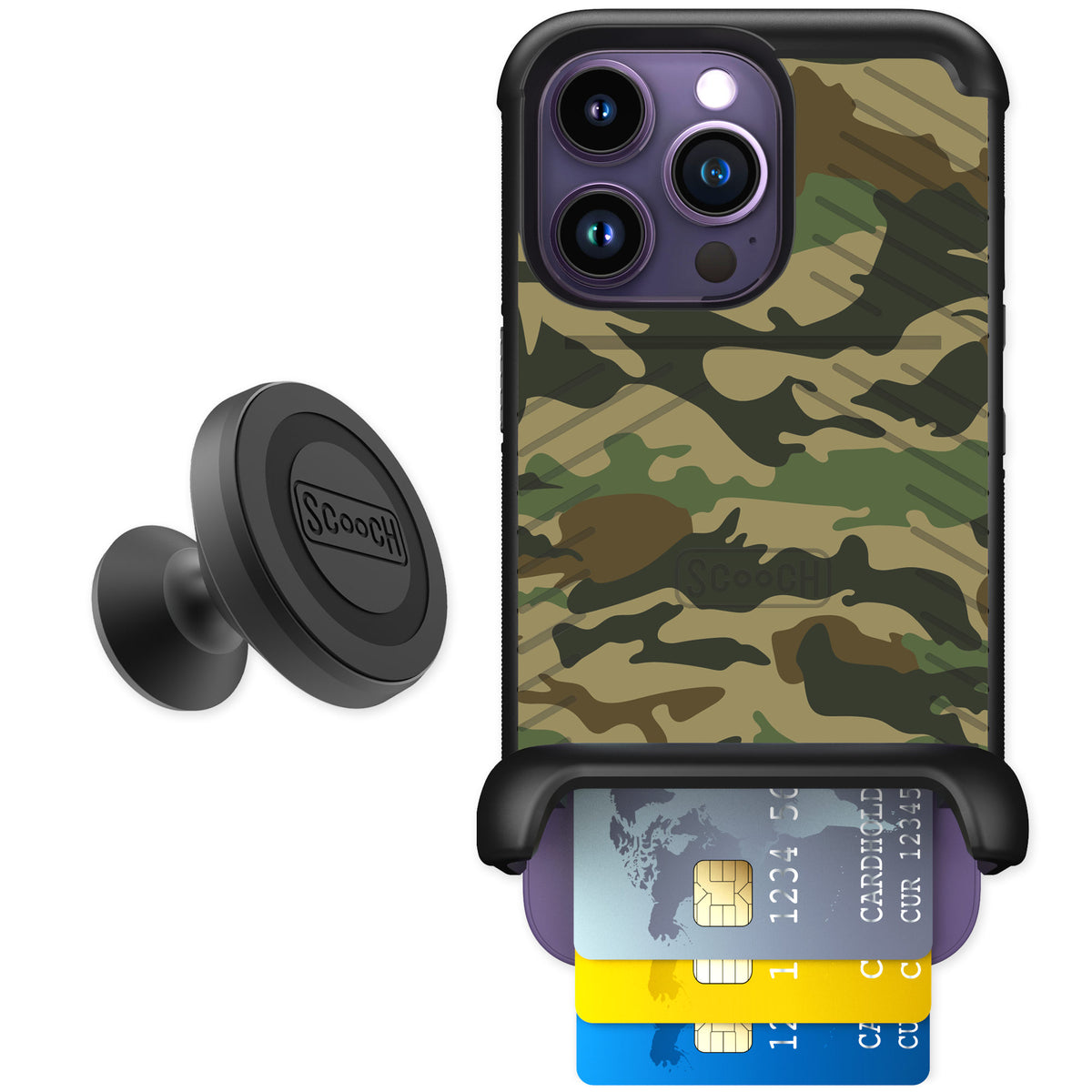 Scooch Wingmate Classic Camo for iPhone 14 Pro — Starter Bundle