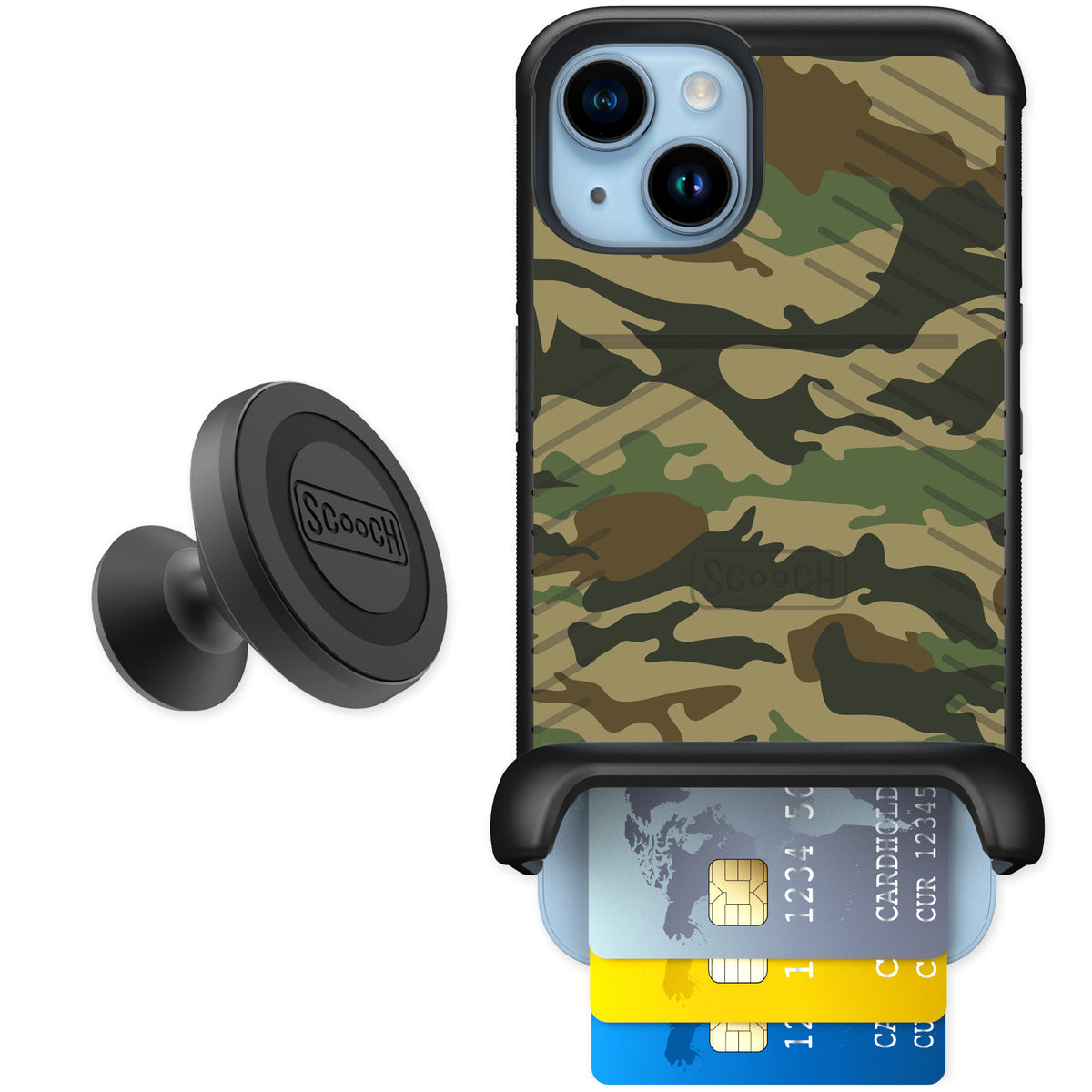 Scooch Wingmate Classic Camo for iPhone 14 — Starter Bundle