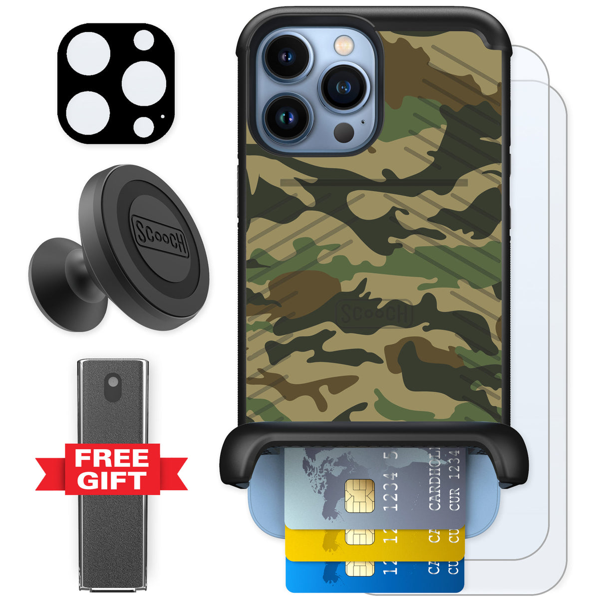 Scooch Wingmate Classic Camo for iPhone 13 Pro Max — Defender Bundle