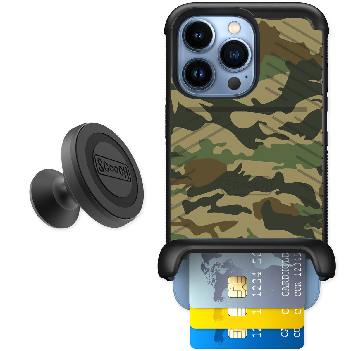 Scooch Wingmate Classic Camo for iPhone 13 Pro — Starter Bundle