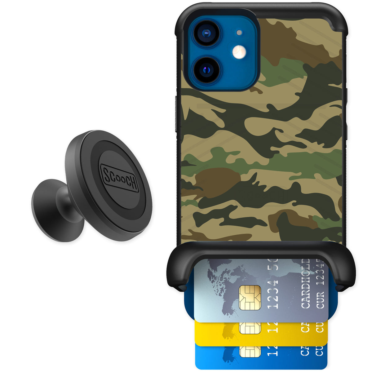 Scooch Wingmate Classic Camo for iPhone 12 mini — Starter Bundle