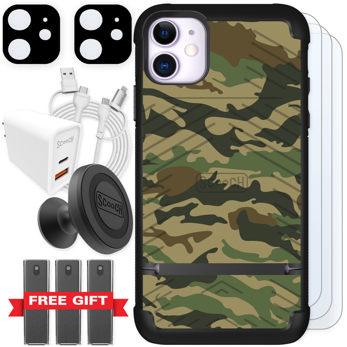 Scooch Wingmate Classic Camo for iPhone 11 — Ultimate Bundle