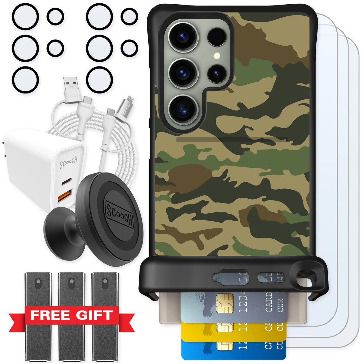 Scooch Wingmate Classic Camo for Galaxy S24 Ultra — Ultimate Bundle