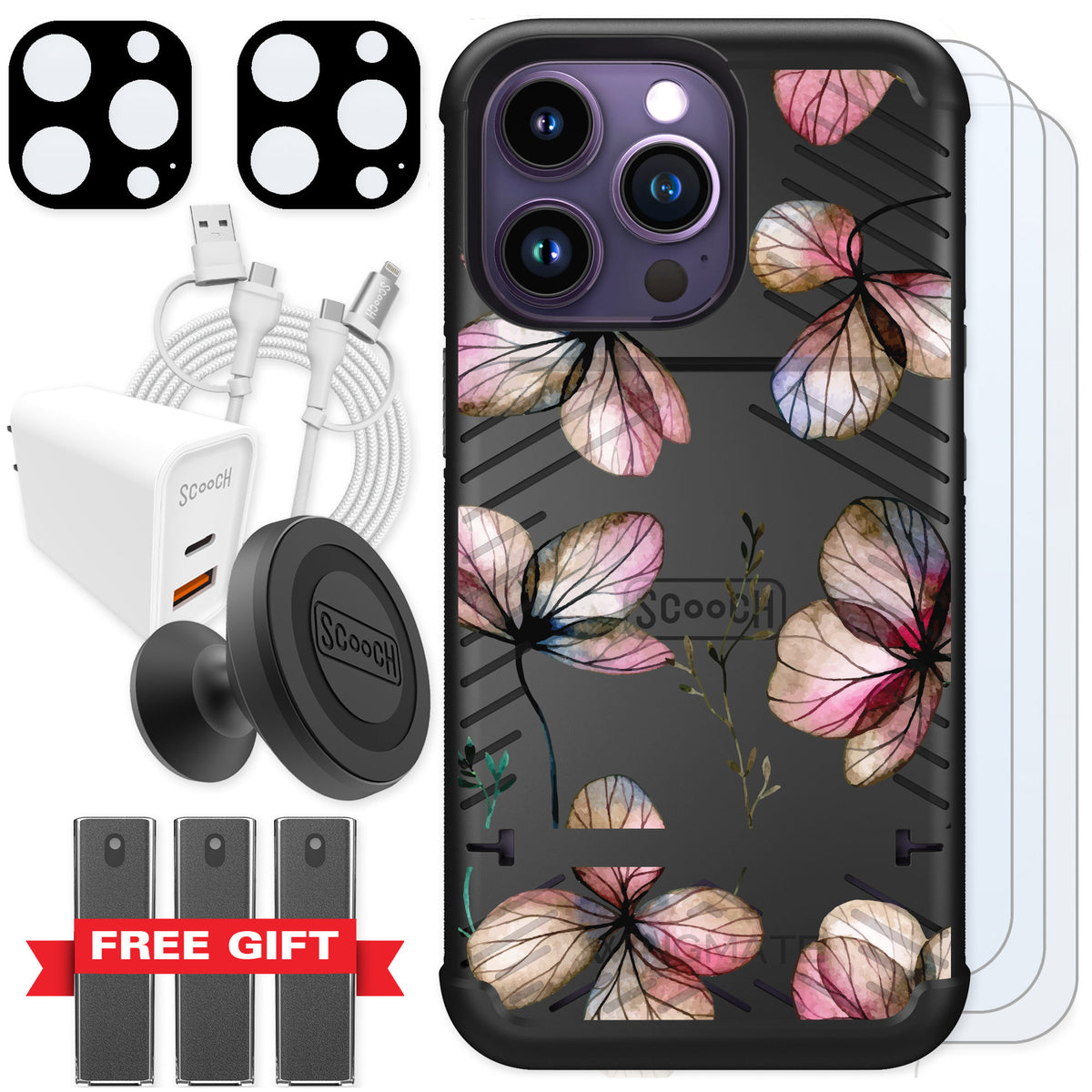 Scooch Wingmate Dried Flowers for iPhone 14 Pro — Ultimate Bundle