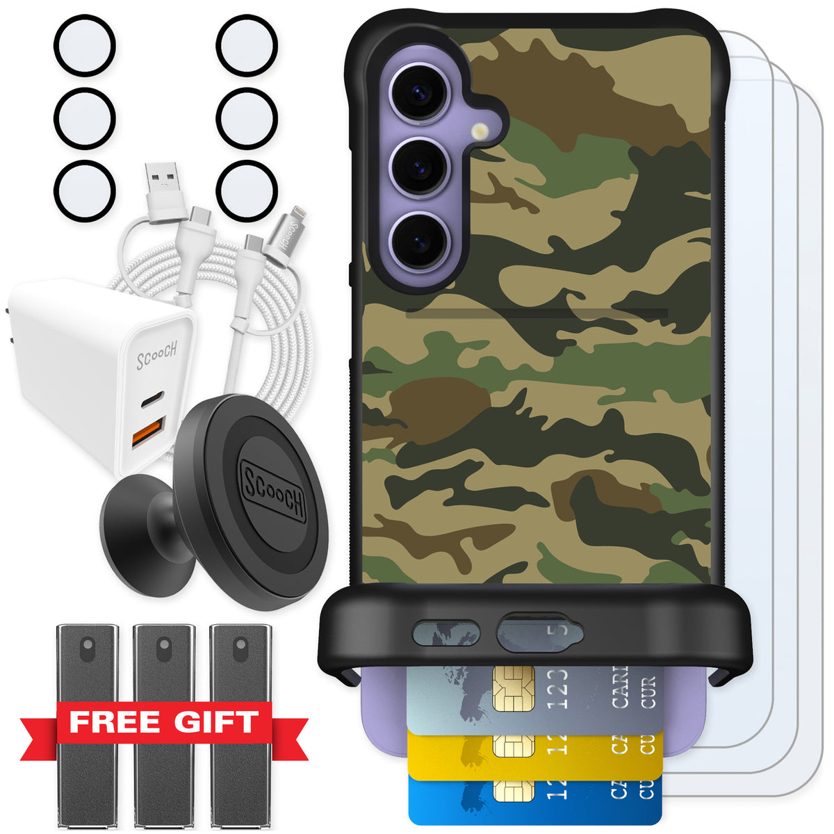 Scooch Wingmate Classic Camo for Galaxy S24+ — Ultimate Bundle