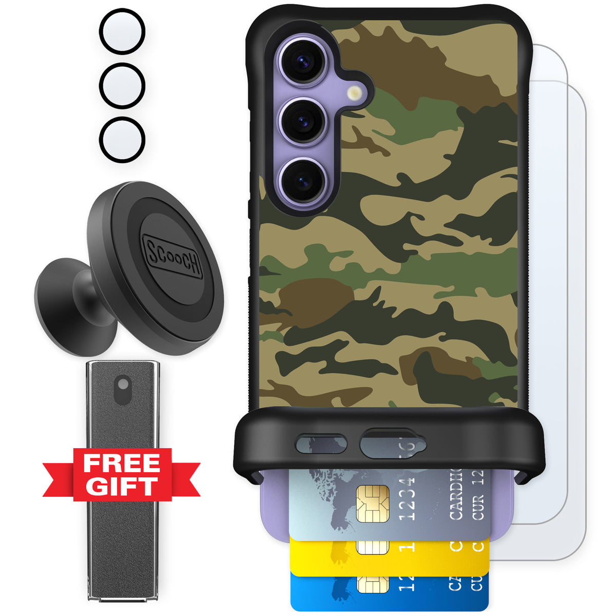 Scooch Wingmate Classic Camo for Galaxy S24 — Defender Bundle
