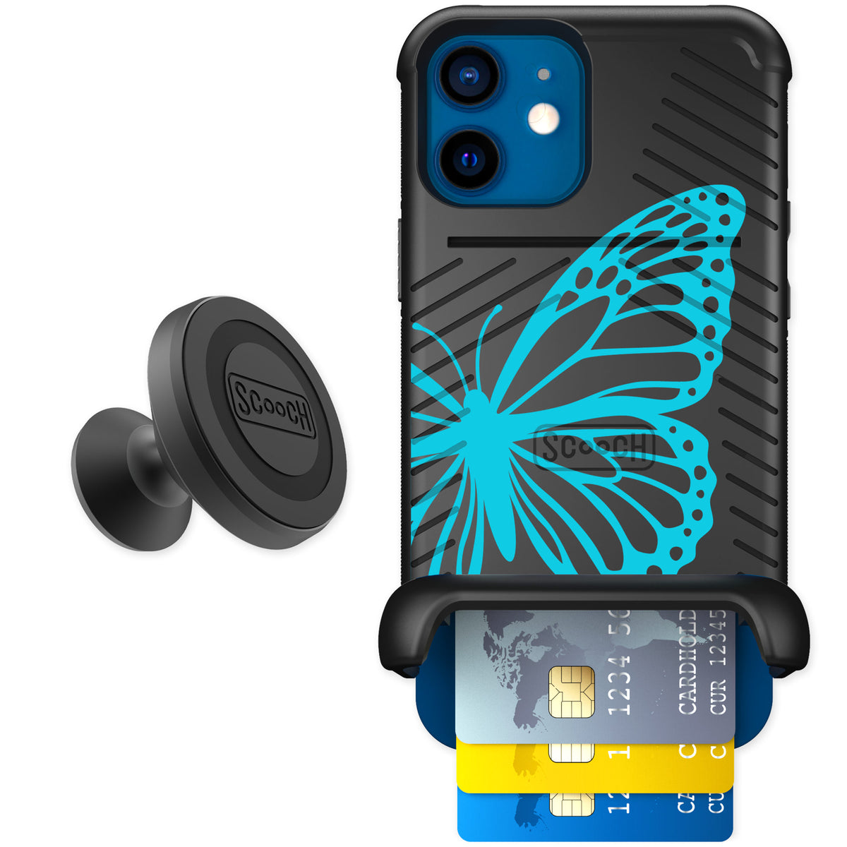 Scooch Wingmate Azure Butterfly for iPhone 12 — Starter Bundle