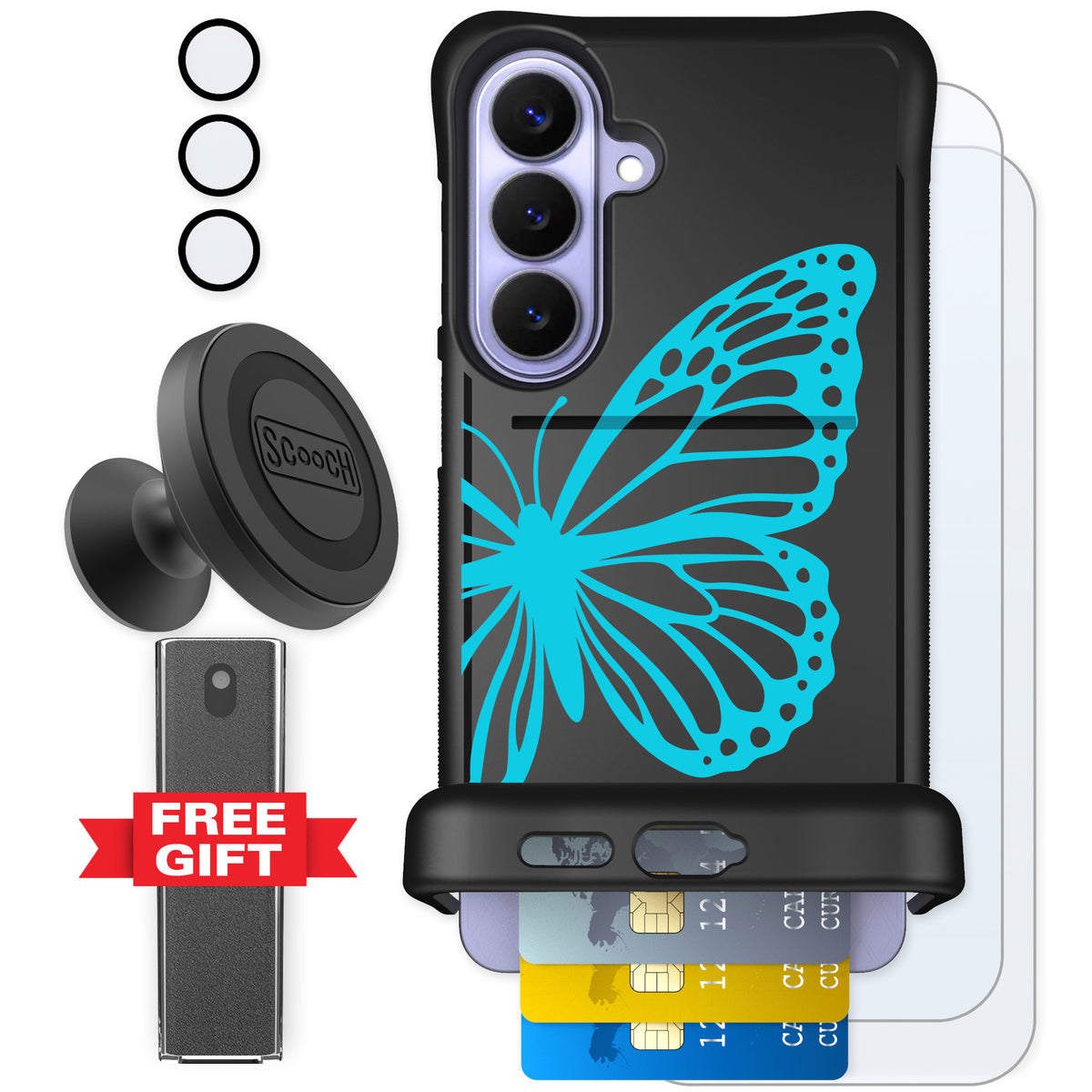 Scooch Wingmate Azure Butterfly for Galaxy S26+ — Defender Bundle