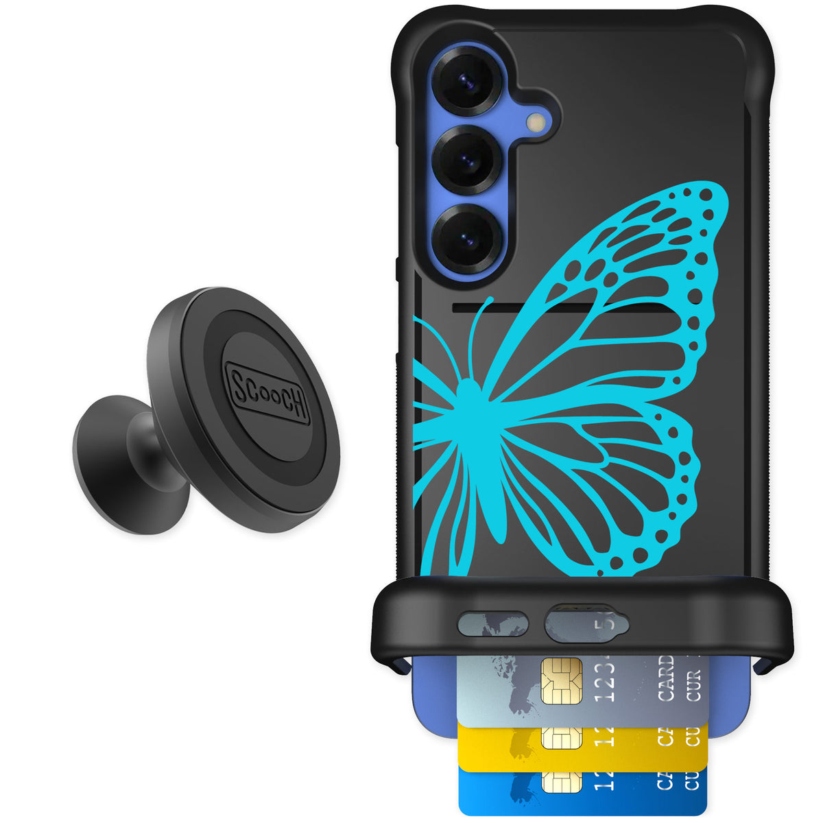 Scooch Wingmate Azure Butterfly for Galaxy S25+ — Starter Bundle