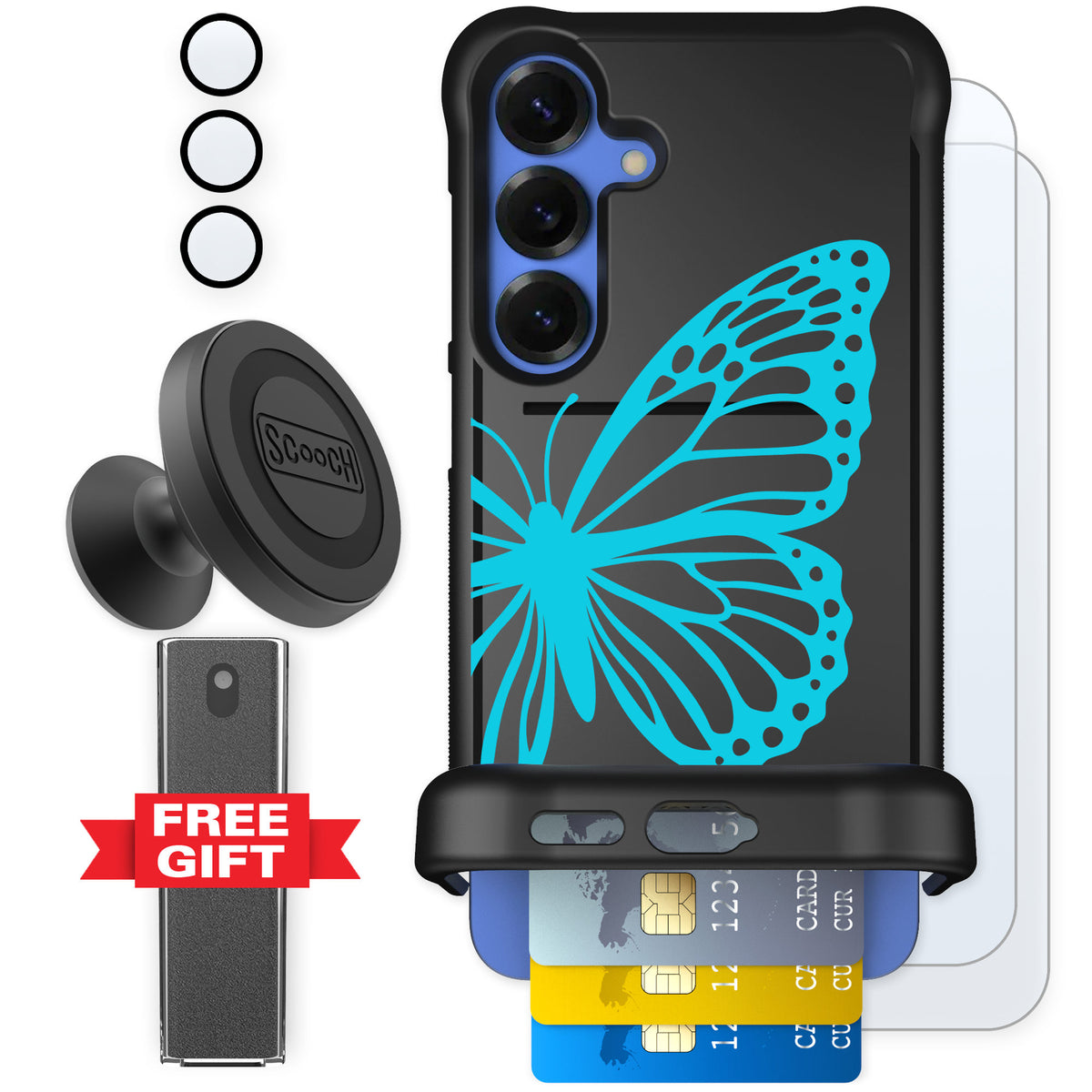 Scooch Wingmate Azure Butterfly for Galaxy S25+ — Defender Bundle