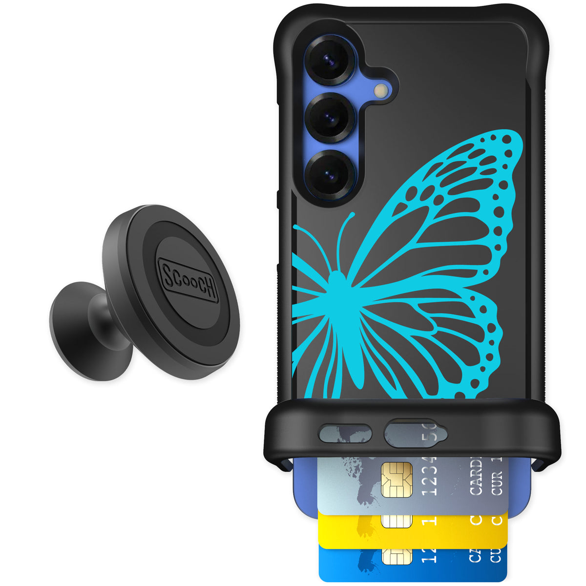 Scooch Wingmate Azure Butterfly for Galaxy S25 — Starter Bundle