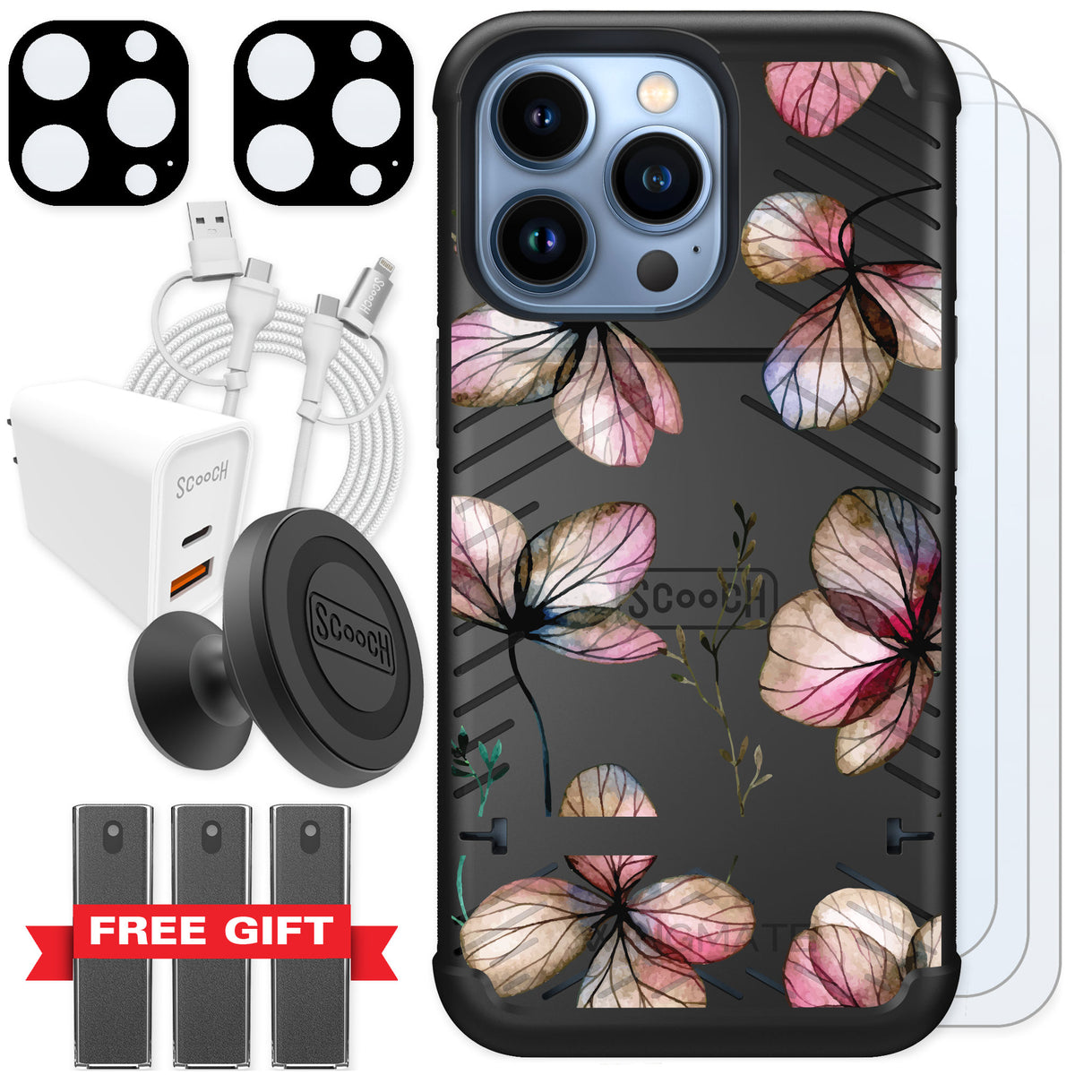 Scooch Wingmate Dried Flowers for iPhone 13 Pro — Ultimate Bundle