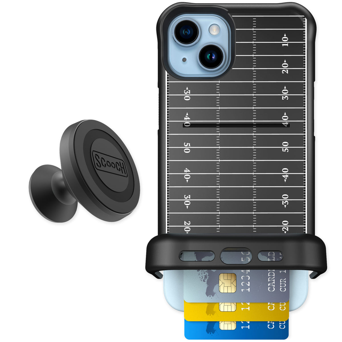 Scooch Wingmate Yard Lines for iPhone 15 Plus — Starter Bundle