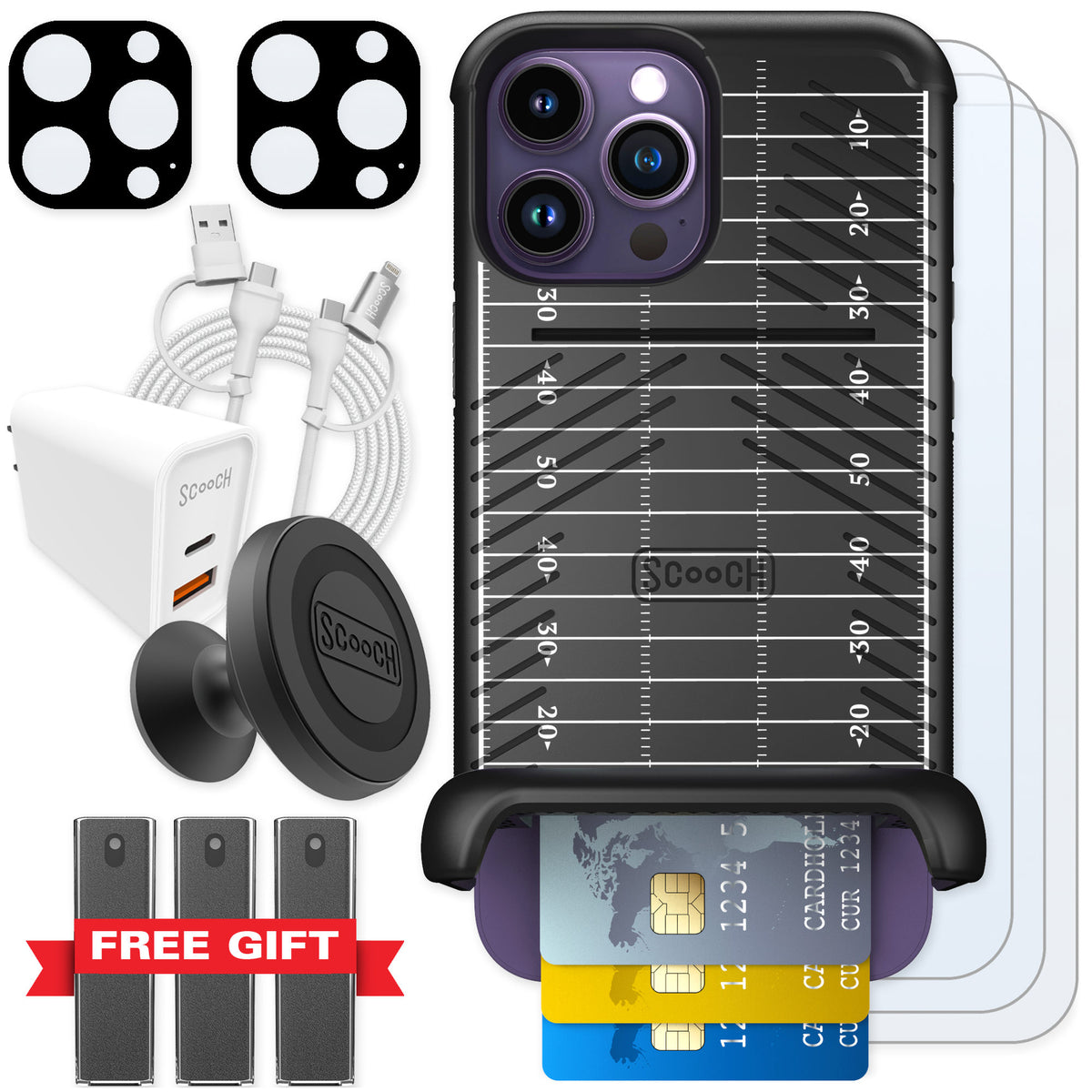 Scooch Wingmate Yard Lines for iPhone 14 Pro Max — Ultimate Bundle