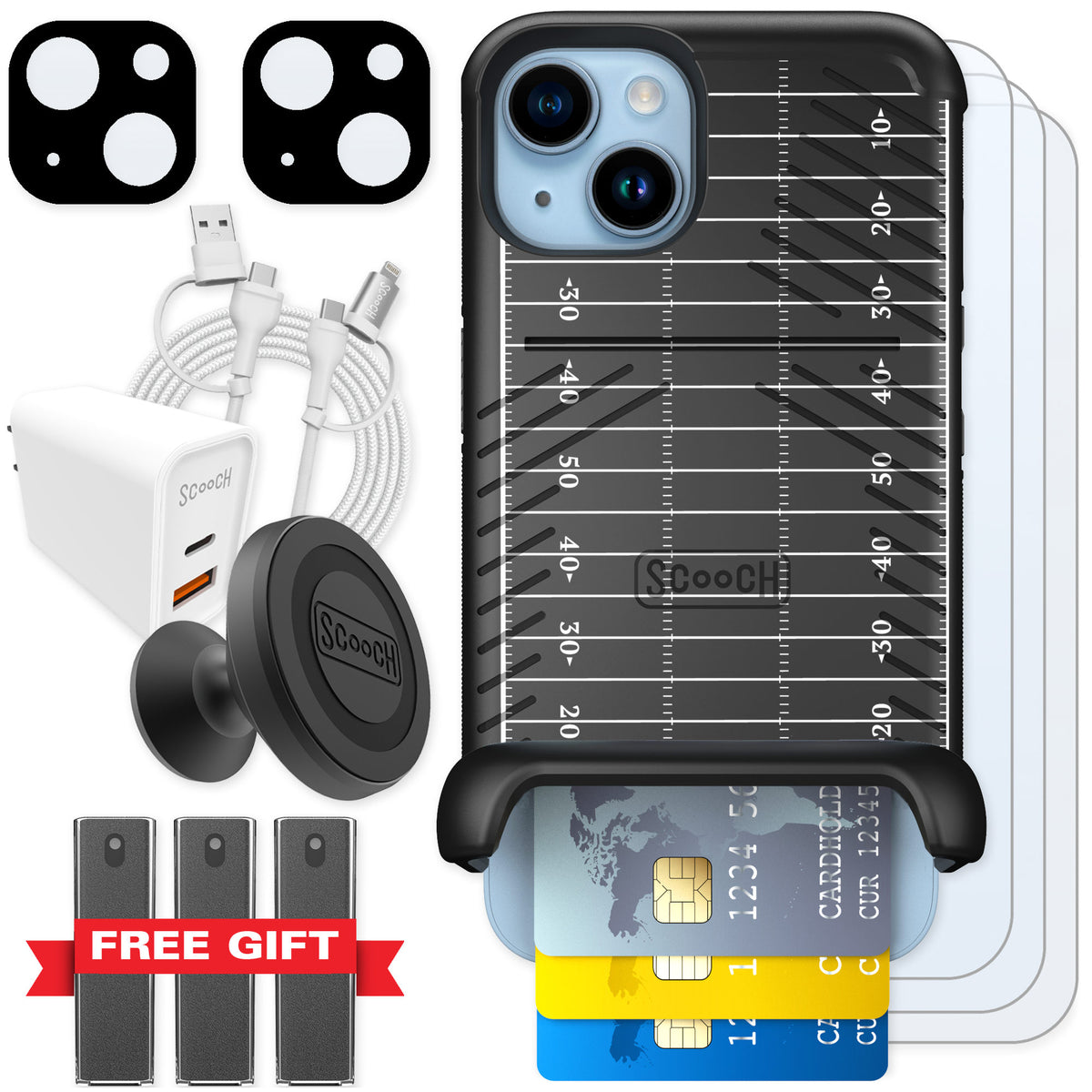 Scooch Wingmate Yard Lines for iPhone 14 — Ultimate Bundle