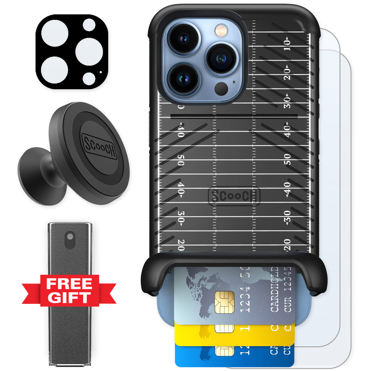 Scooch Wingmate Yard Lines for iPhone 13 Pro — Defender Bundle