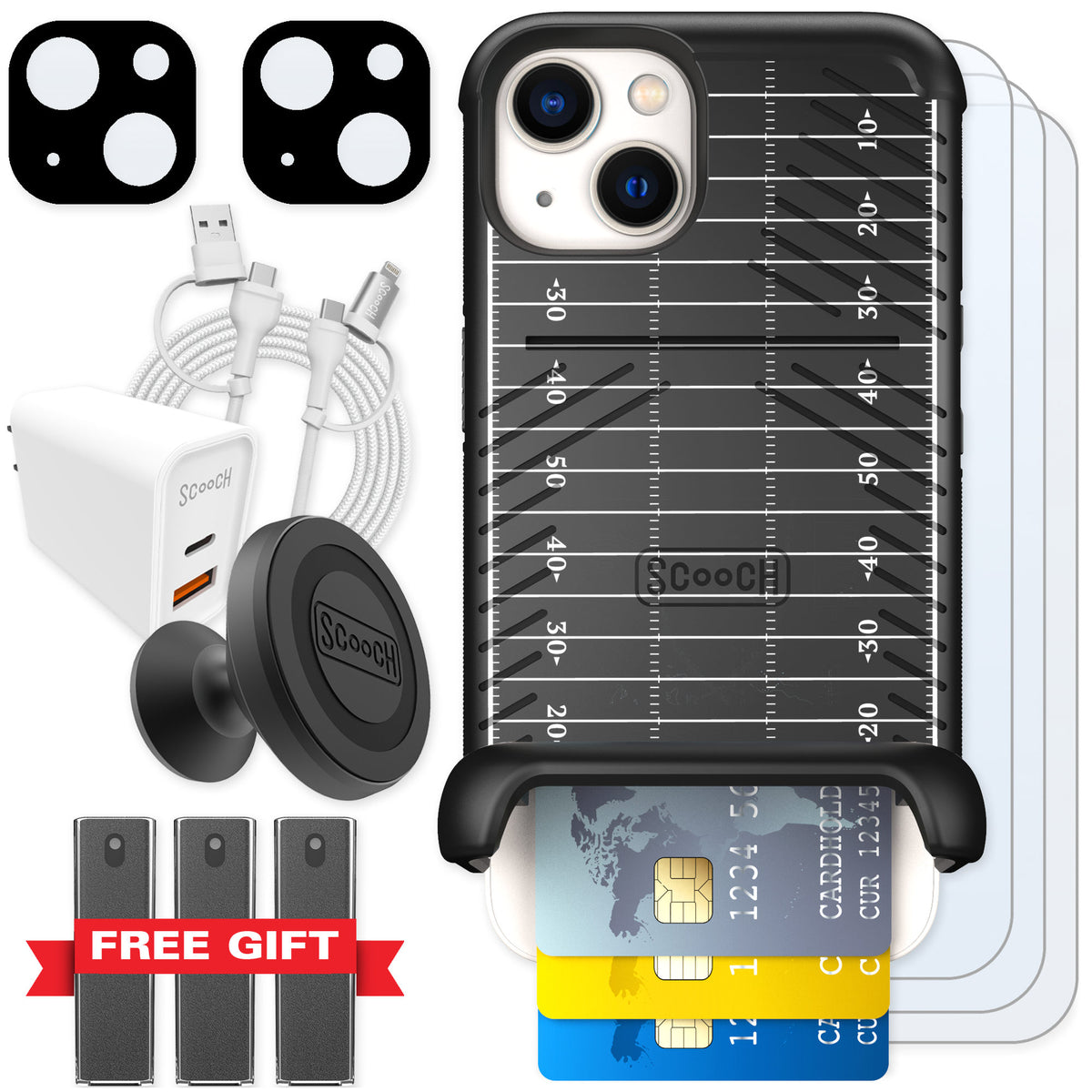 Scooch Wingmate Yard Lines for iPhone 13 — Ultimate Bundle