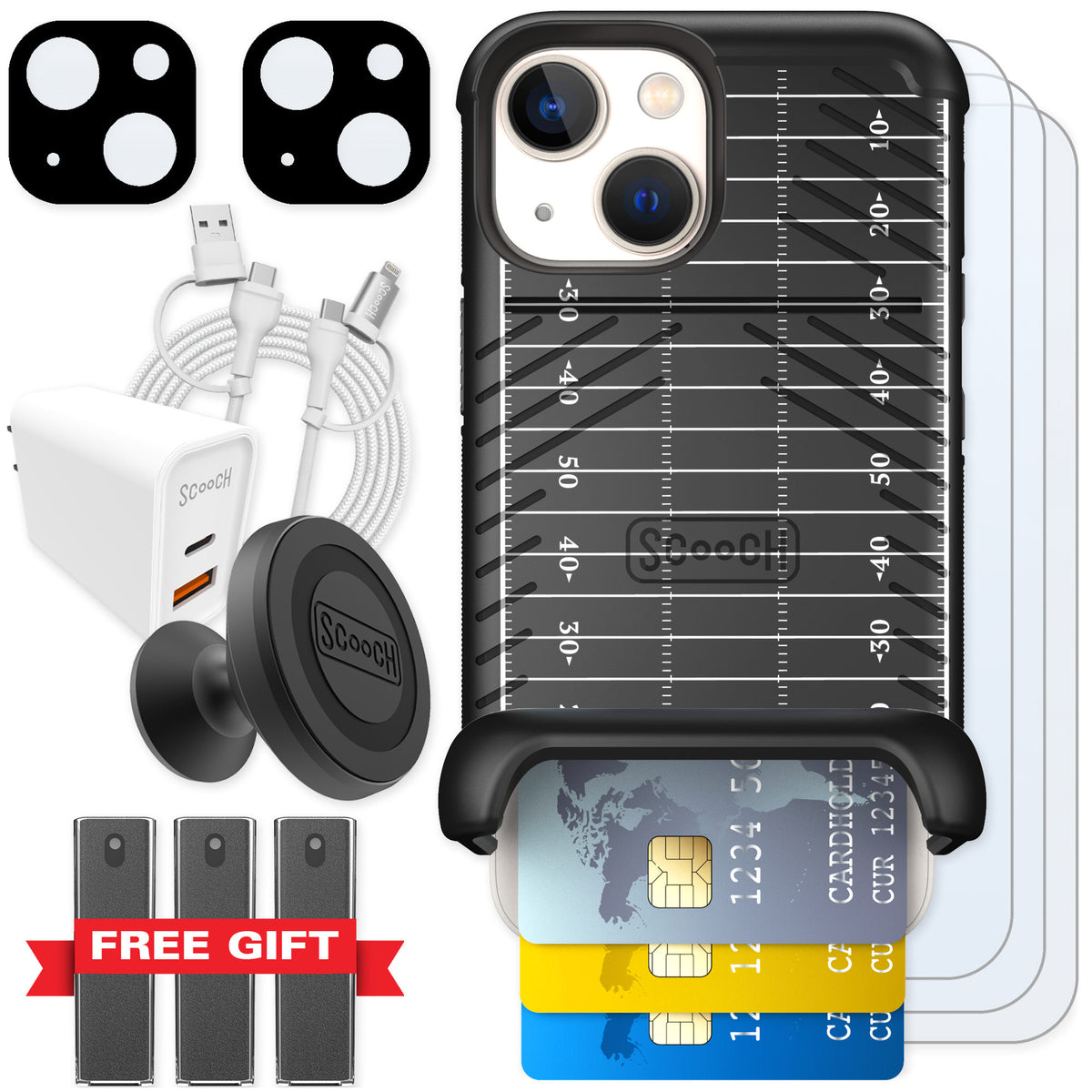 Scooch Wingmate Yard Lines for iPhone 13 mini — Ultimate Bundle