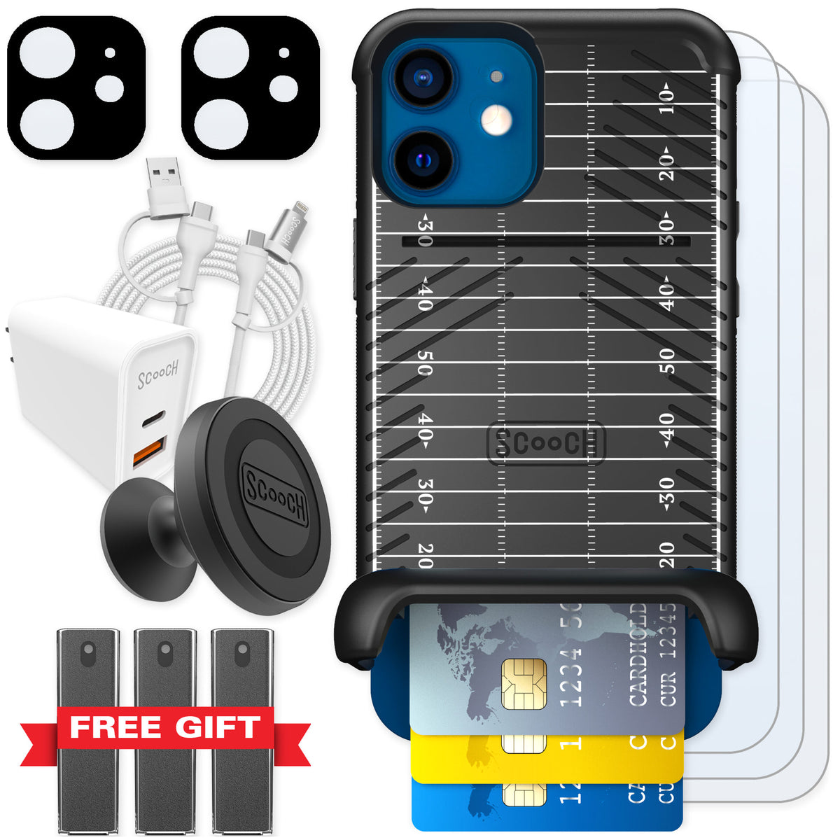 Scooch Wingmate Yard Lines for iPhone 12 — Ultimate Bundle