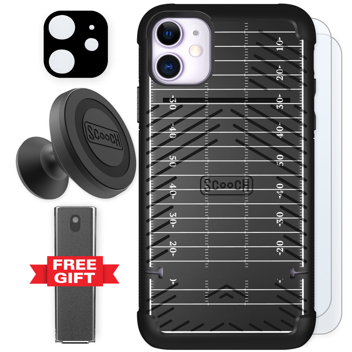 Scooch Wingmate Yard Lines for iPhone 11 — Defender Bundle