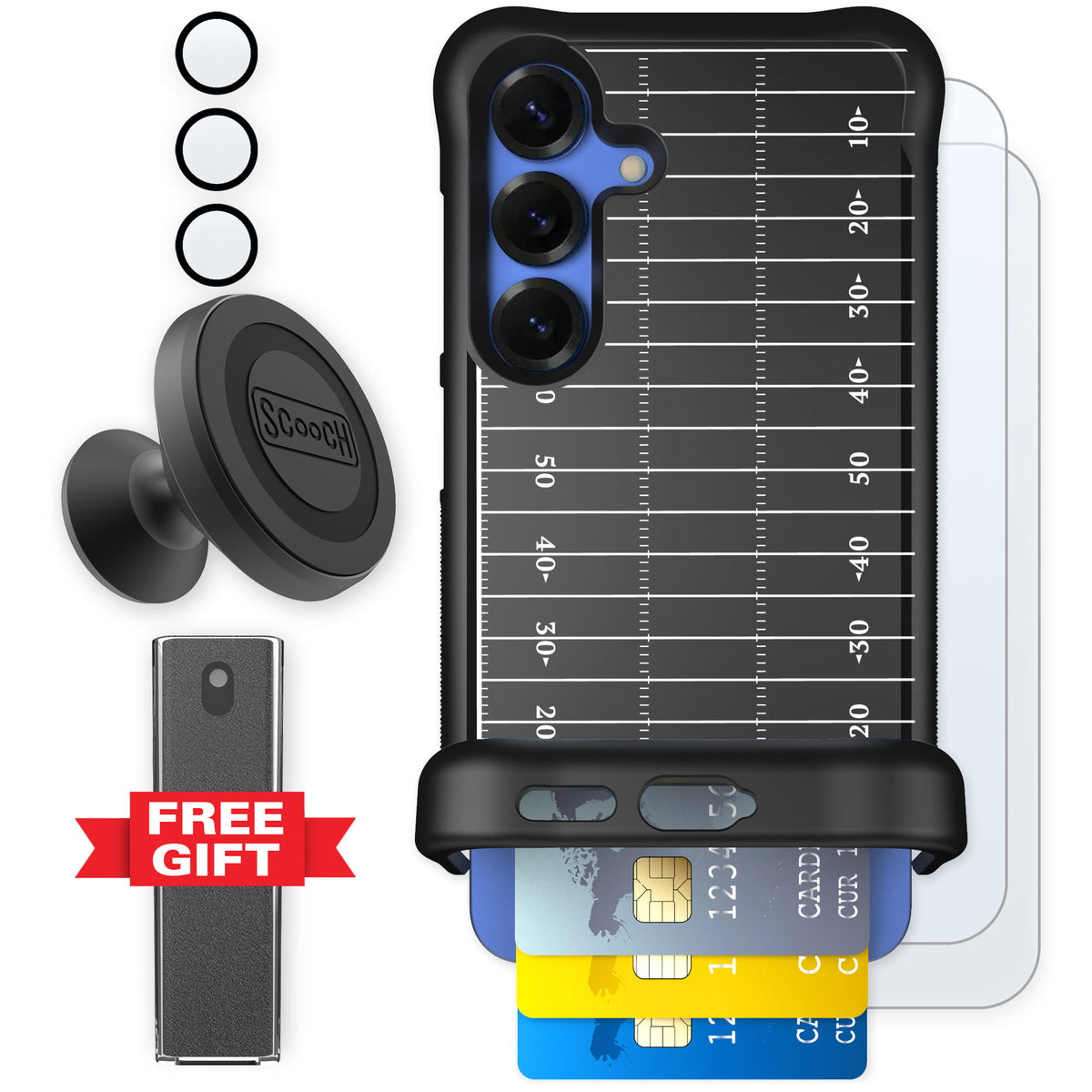 Scooch Wingmate Yard Lines for Galaxy S25 — Defender Bundle