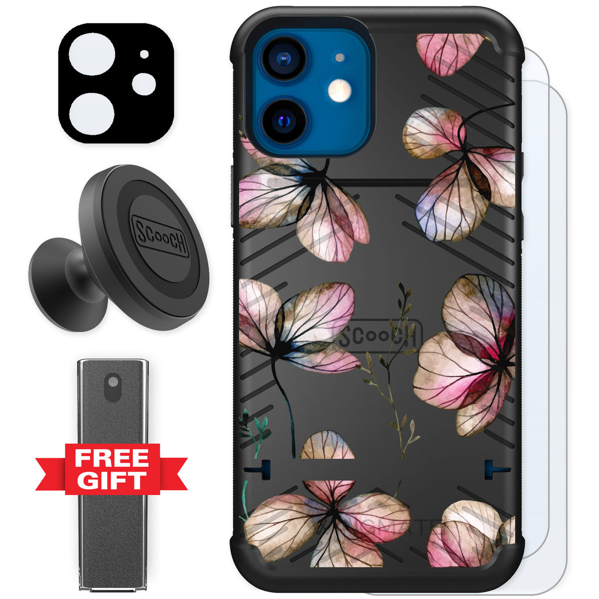 Scooch Wingmate Dried Flowers for iPhone 12 mini — Defender Bundle