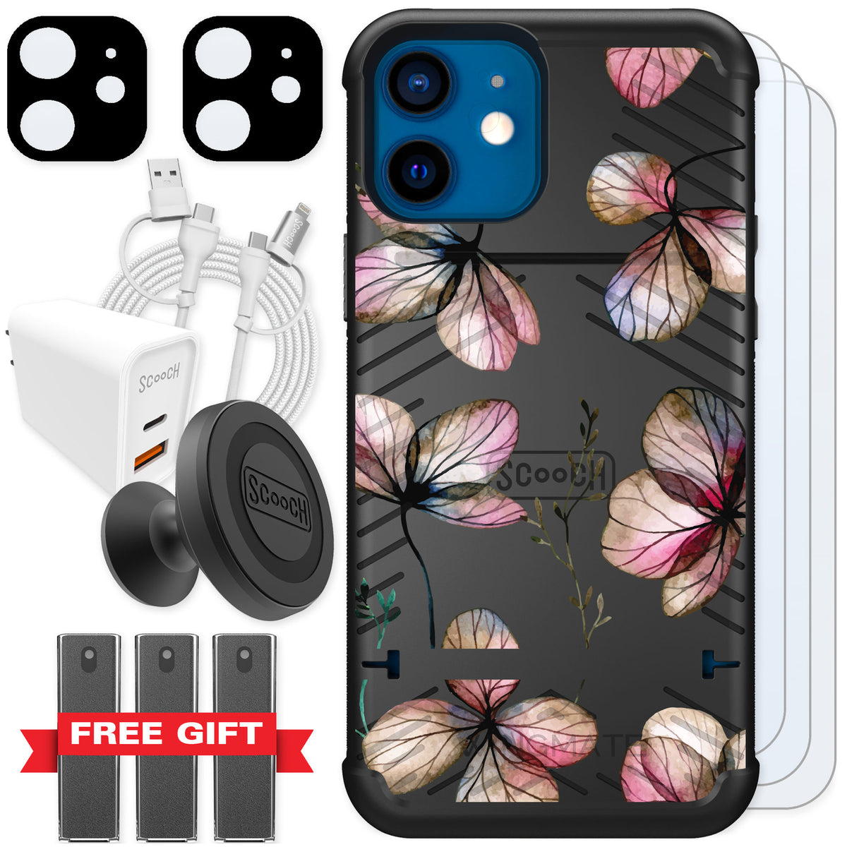Scooch Wingmate Dried Flowers for iPhone 12 mini — Ultimate Bundle