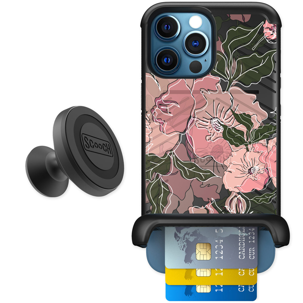 Scooch Wingmate Blush Botanical for iPhone 12 Pro Max — Starter Bundle