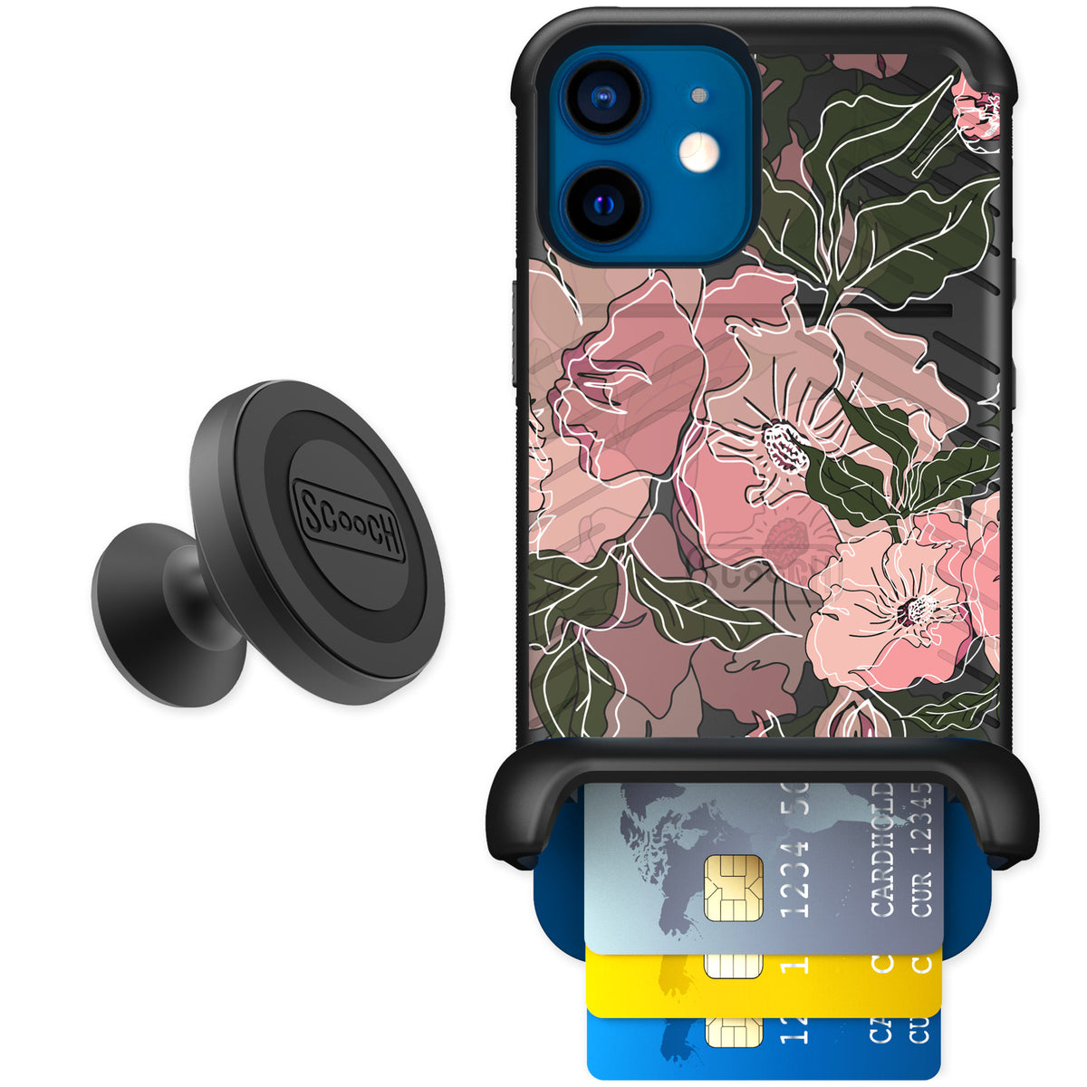 Scooch Wingmate Blush Botanical for iPhone 12 — Starter Bundle