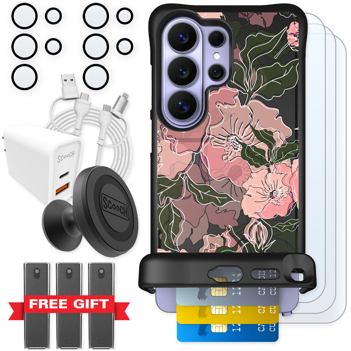 Scooch Wingmate Blush Botanical for Galaxy S26 Ultra — Ultimate Bundle