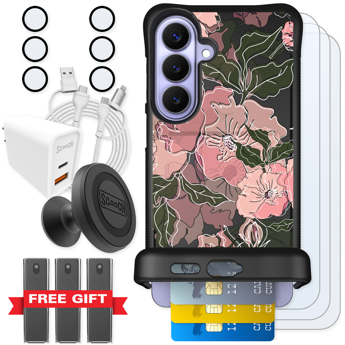 Scooch Wingmate Blush Botanical for Galaxy S26+ — Ultimate Bundle
