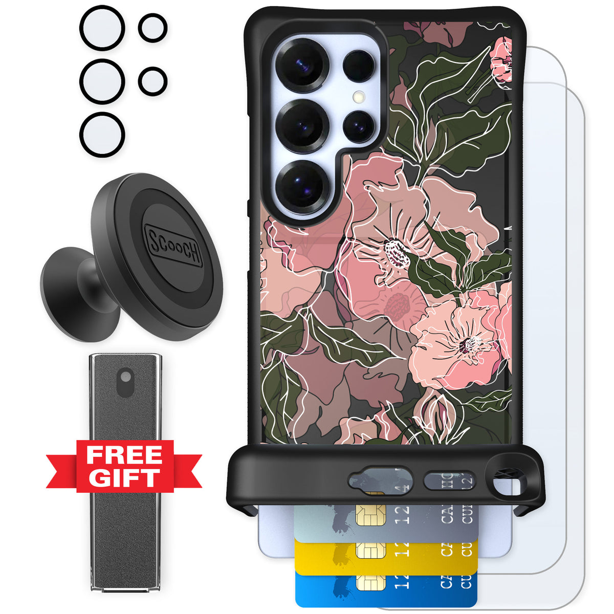 Scooch Wingmate Blush Botanical for Galaxy S25 Ultra — Defender Bundle