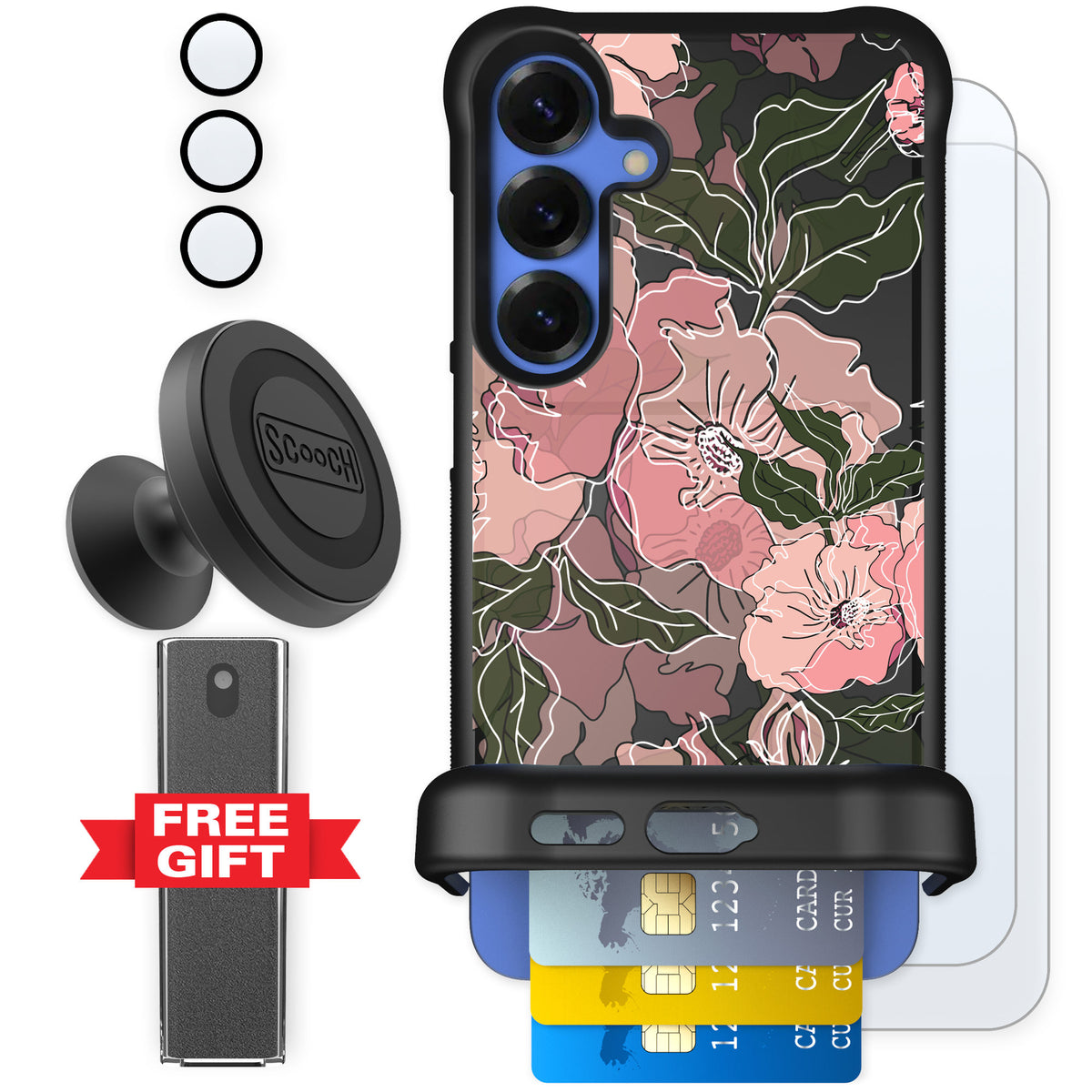 Scooch Wingmate Blush Botanical for Galaxy S25+ — Defender Bundle