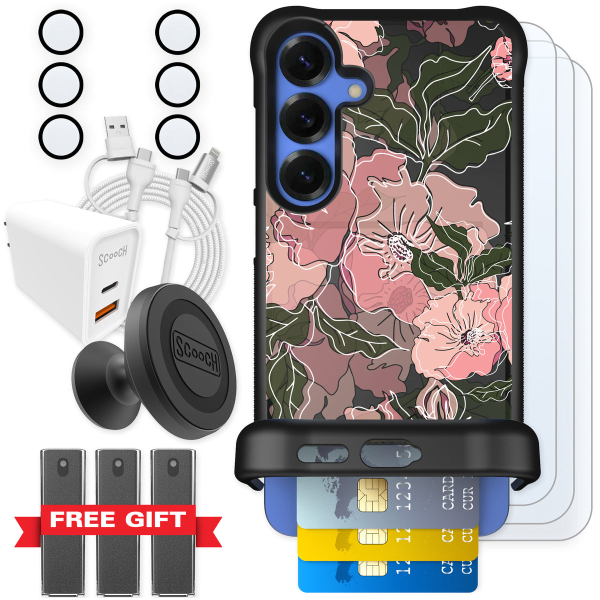 Scooch Wingmate Blush Botanical for Galaxy S25+ — Ultimate Bundle