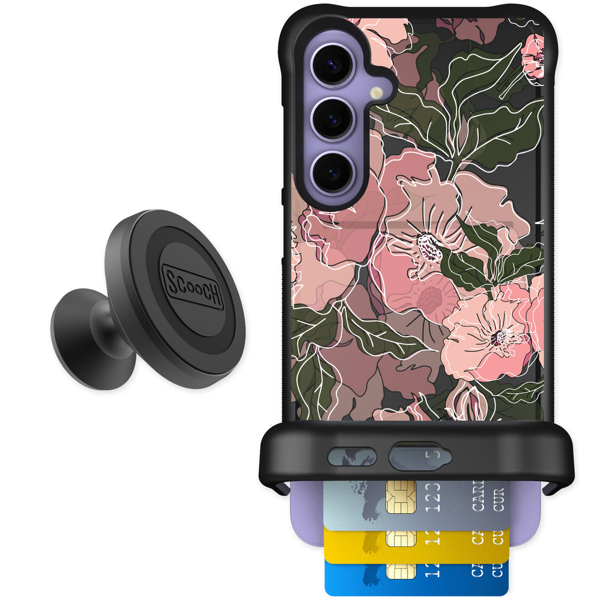 Scooch Wingmate Blush Botanical for Galaxy S24+ — Starter Bundle