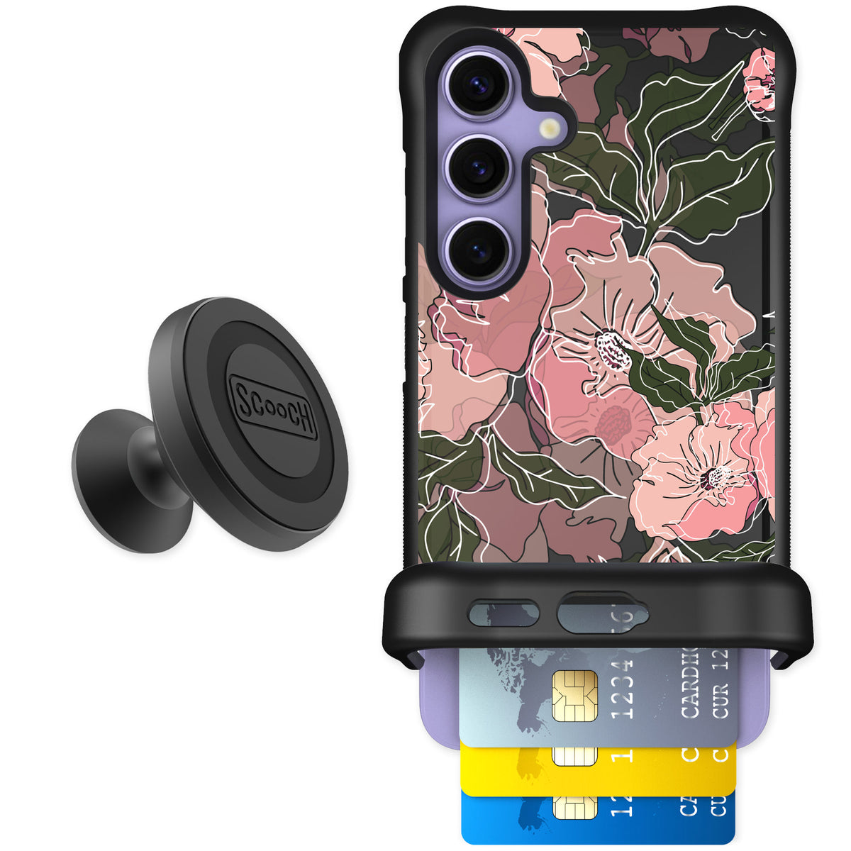 Scooch Wingmate Blush Botanical for Galaxy S24 — Starter Bundle