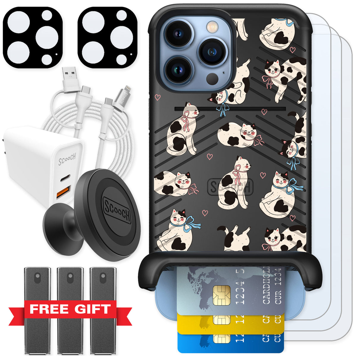 Scooch Wingmate Bow Kitties for iPhone 13 Pro Max — Ultimate Bundle
