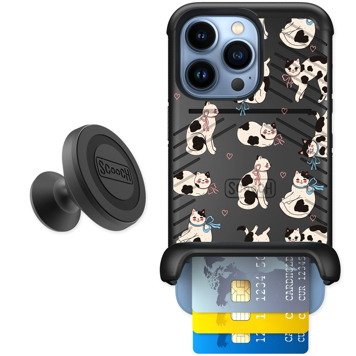 Scooch Wingmate Bow Kitties for iPhone 13 Pro — Starter Bundle