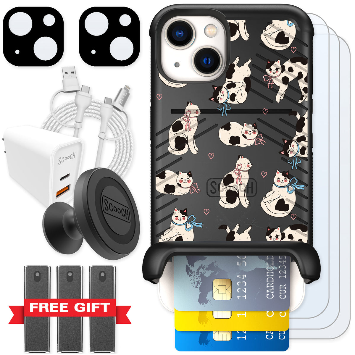 Scooch Wingmate Bow Kitties for iPhone 13 — Ultimate Bundle