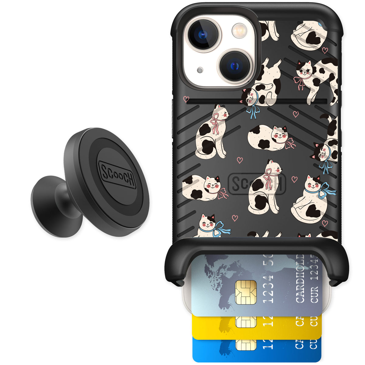 Scooch Wingmate Bow Kitties for iPhone 13 mini — Starter Bundle