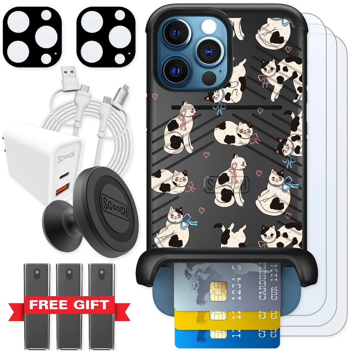 Scooch Wingmate Bow Kitties for iPhone 12 Pro Max — Ultimate Bundle