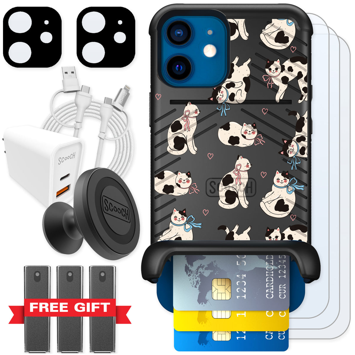 Scooch Wingmate Bow Kitties for iPhone 12 — Ultimate Bundle