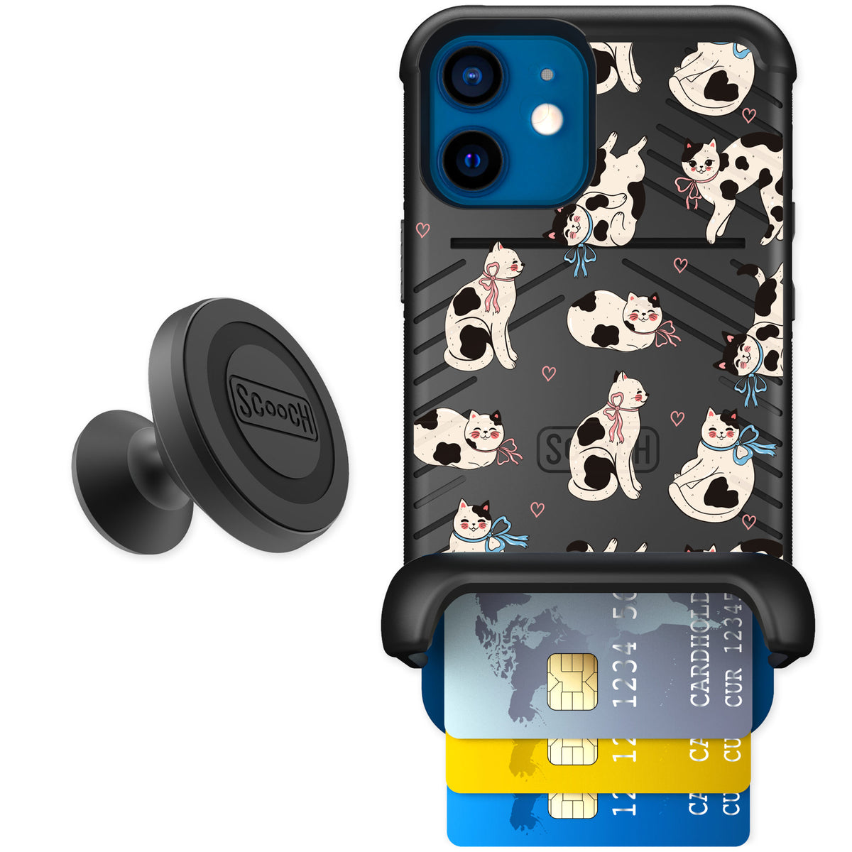 Scooch Wingmate Bow Kitties for iPhone 12 mini — Starter Bundle
